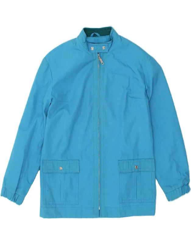 VINTAGE Womens Windbreaker Jacket UK 16 Large Blue Cotton Jacket Linen Jacket Terry Jacket