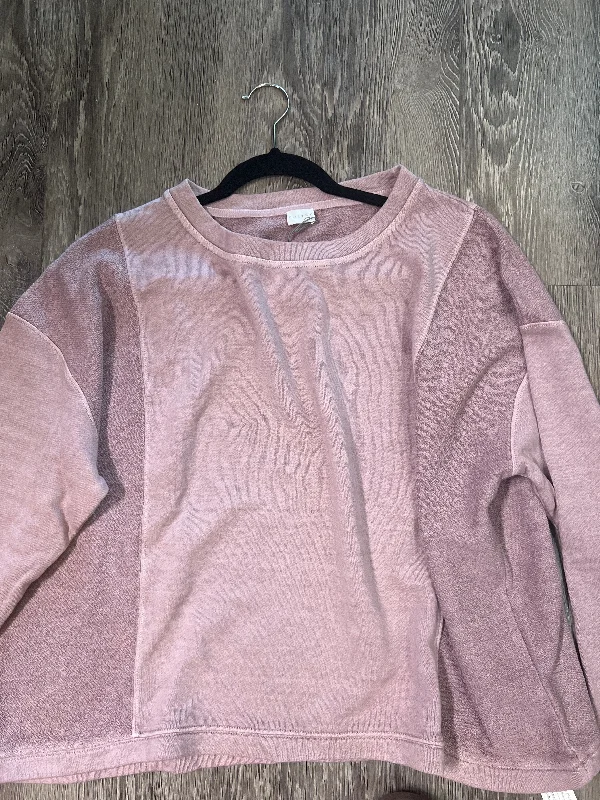 Poetry Hemp Fiber Crew Mauve Sweater (Size 14) Ribbed Striped Patterned