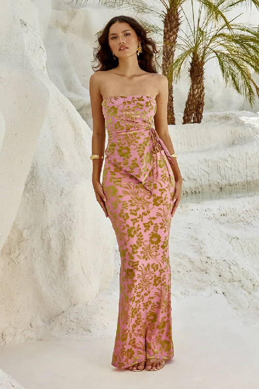 PAMALO MAXI SKIRT - PINK wrap skirt elegant