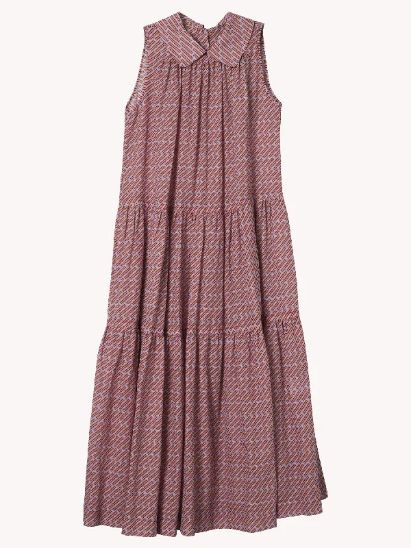 SLEEVELESS COLLAR PRINT DRESS