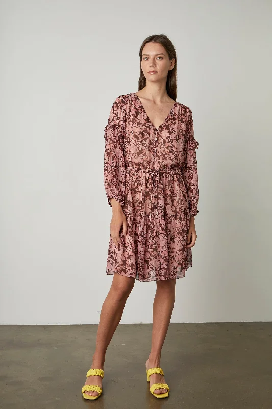 Selina Pink Floral Boho Dress