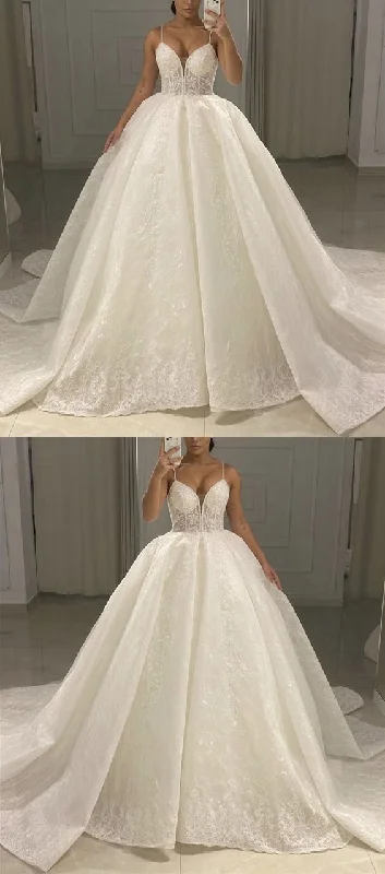 Elegant Lace Prom Dresses Ball Gown V Neck Spaghetti Straps For Women     cg17144