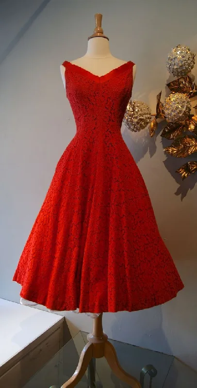 Red Prom Dress,Lace Prom Dress,A Line Prom Dress, cg2363