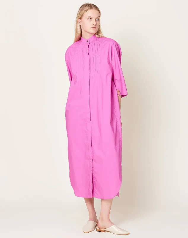 Banded Collar Dress in Fuschia Pink