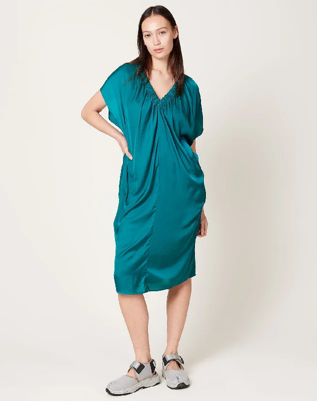 Ruched Tilly Dress in Deep Teal