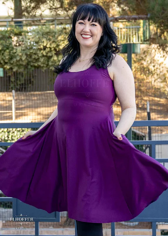 Essential Knee Length Dress - Plum