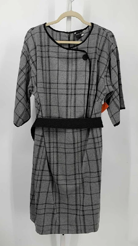 Maison Tara Dress Grey Plaid 16W
