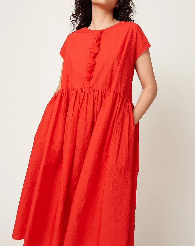 Crinkle Poplin Dress in Pemegranate