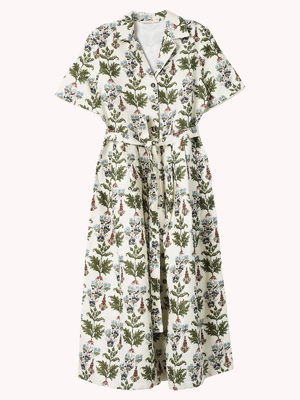 CLAUDIA PERSIAN BOTANIC COTTON LINEN DRESS