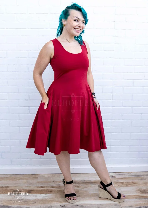 Essential Knee Length Dress - Crimson