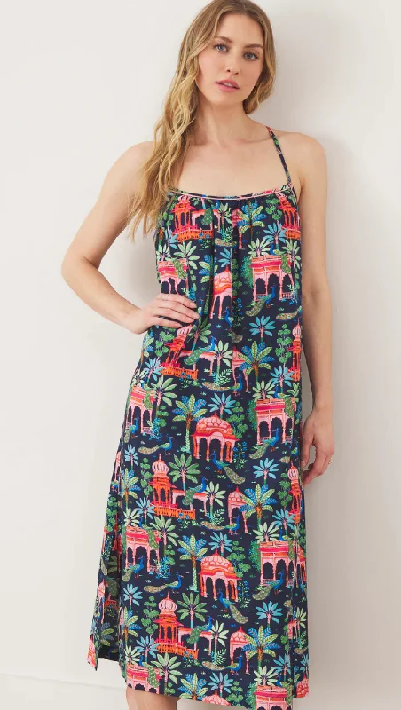 Midi Cami Peacock Palace Dress