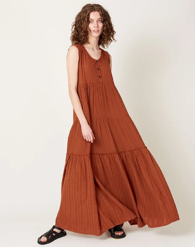 Roma Tiered Dress in Rust