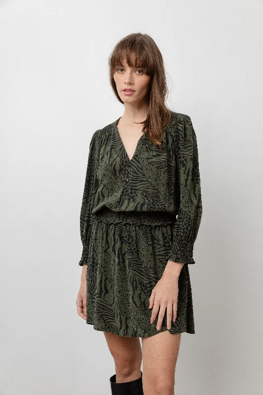 Zana Olive Animal Dress