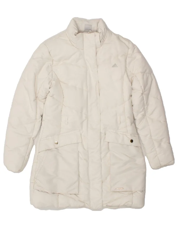 ADIDAS Womens Hooded Padded Coat UK 12 Medium  White Polyester