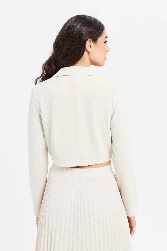 Women Beige Cropped Jacket