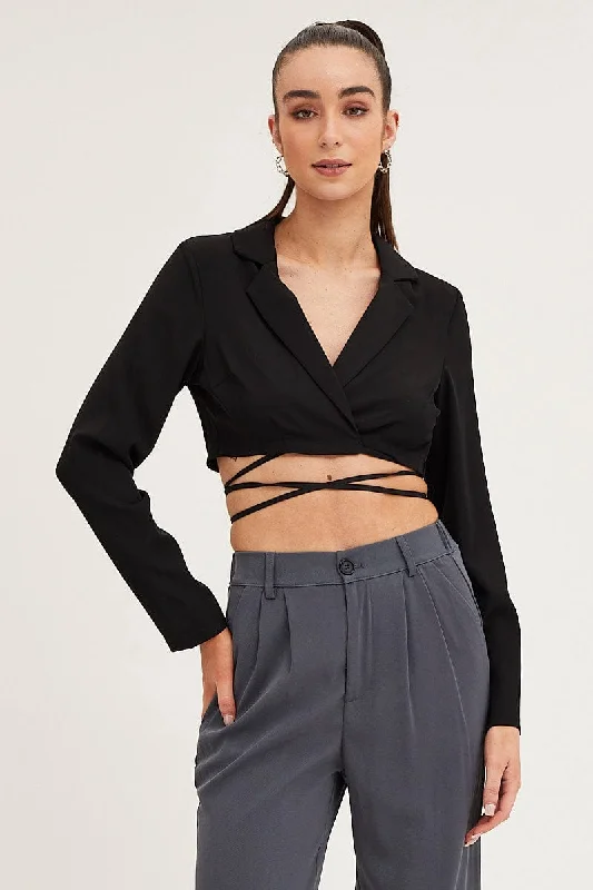 Black Crop Jacket Long Sleeve