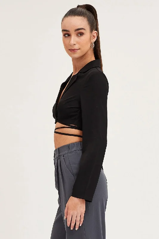 Black Crop Jacket Long Sleeve