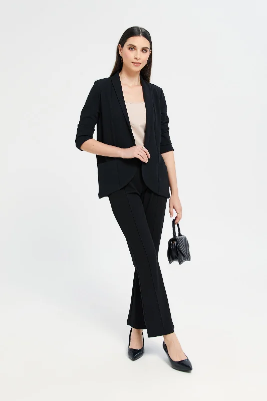 Women Black Roll-Up Blazer