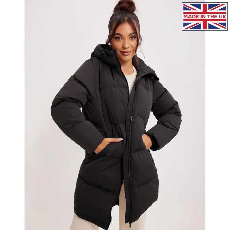 Black Padded Puffer Hood Jacket