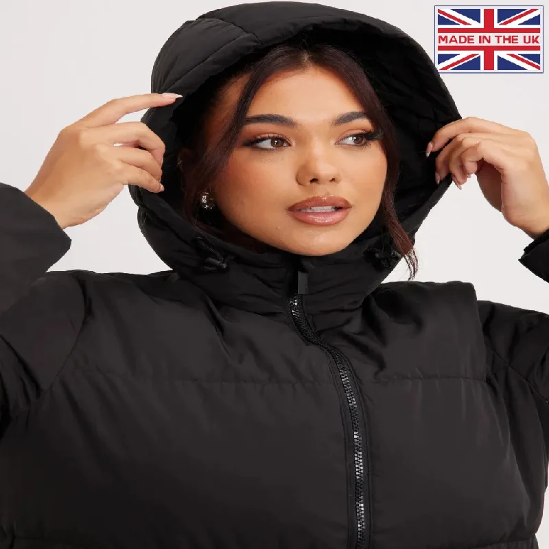 Black Padded Puffer Hood Jacket