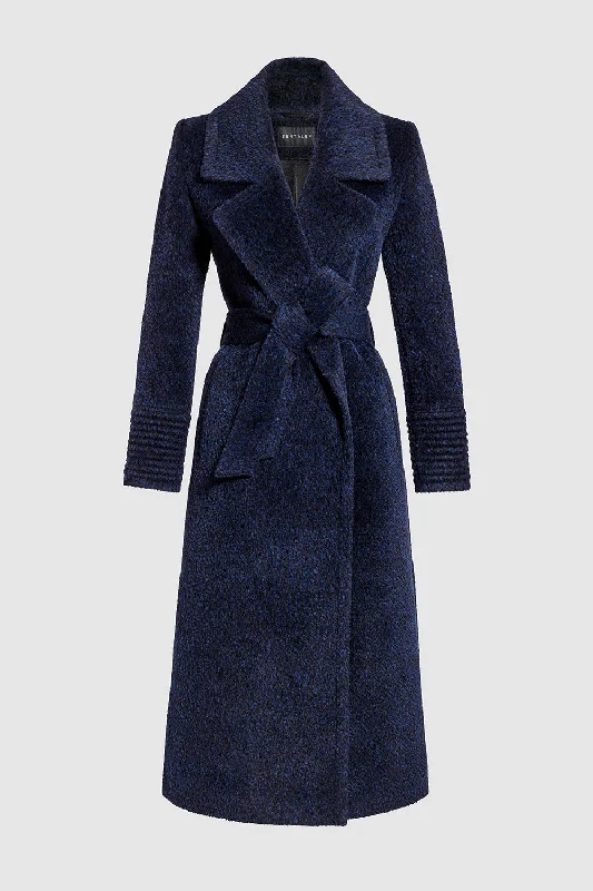 Bouclé Alpaca Long Notched Collar Wrap Coat