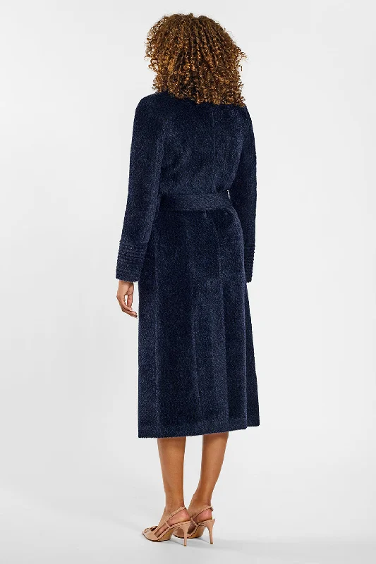 Bouclé Alpaca Long Notched Collar Wrap Coat