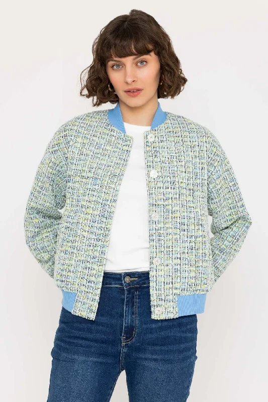 Boucle Bomber Jacket in Green