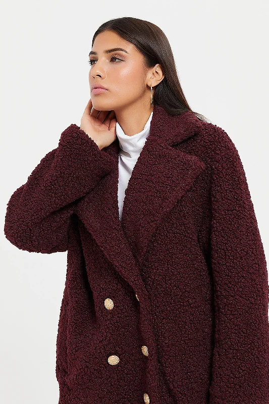 Women Burgundy Embellished Blazer