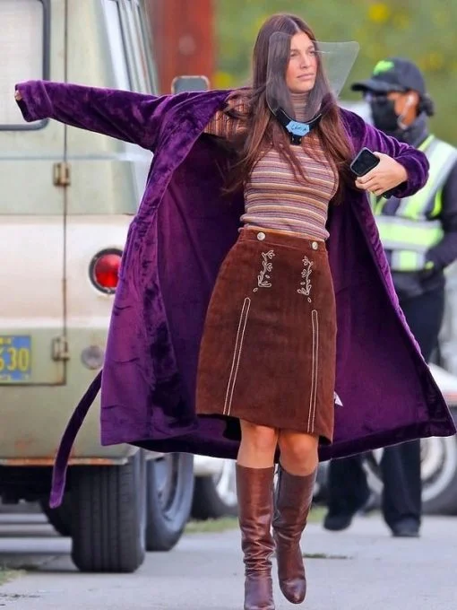 Camila Morrone Daisy Jones & The Six Purple Velvet Coat