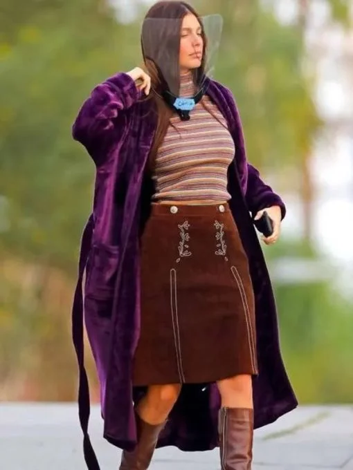 Camila Morrone Daisy Jones & The Six Purple Velvet Coat