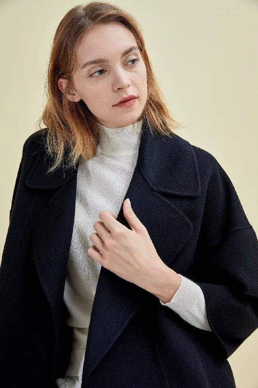 Women's hand-sewn pure cashmere double-face coat