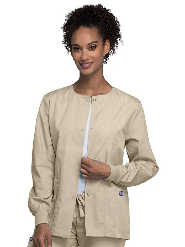 Cherokee Workwear Originals Women's Snap Front Warm-Up Jacket | Khaki