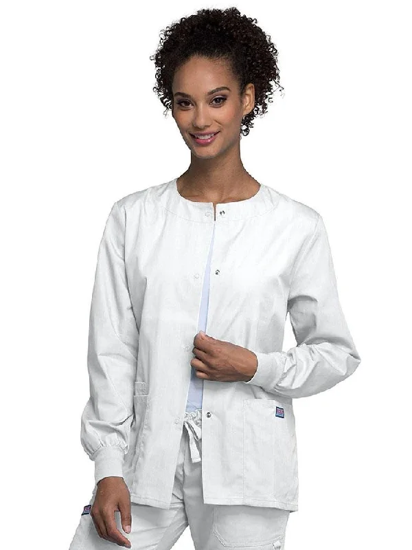 Cherokee Workwear Originals Women's Snap Front Warm-Up Jacket | White