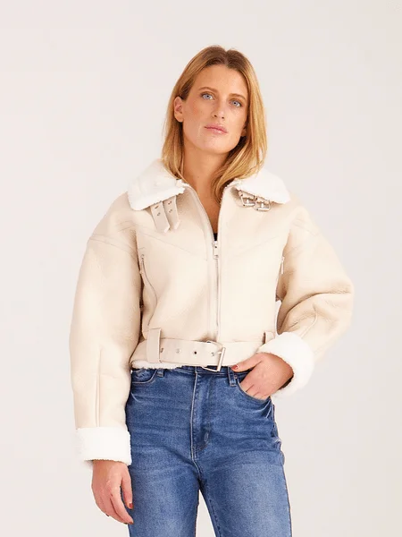 Shearling Collar Moto Jacket