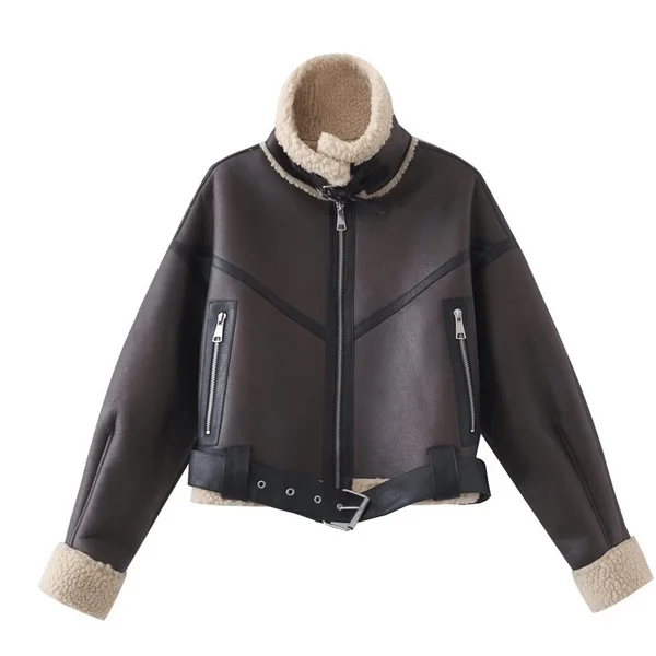 Shearling Collar Moto Jacket