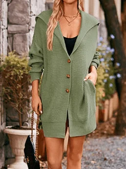 Collared Three-Button Cardigan with Pockets