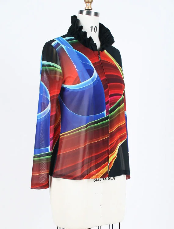 DAMEE NYC MULTI COLOR ABSTRACT HOLOGRAPHIC MESH TWIN SET 31371