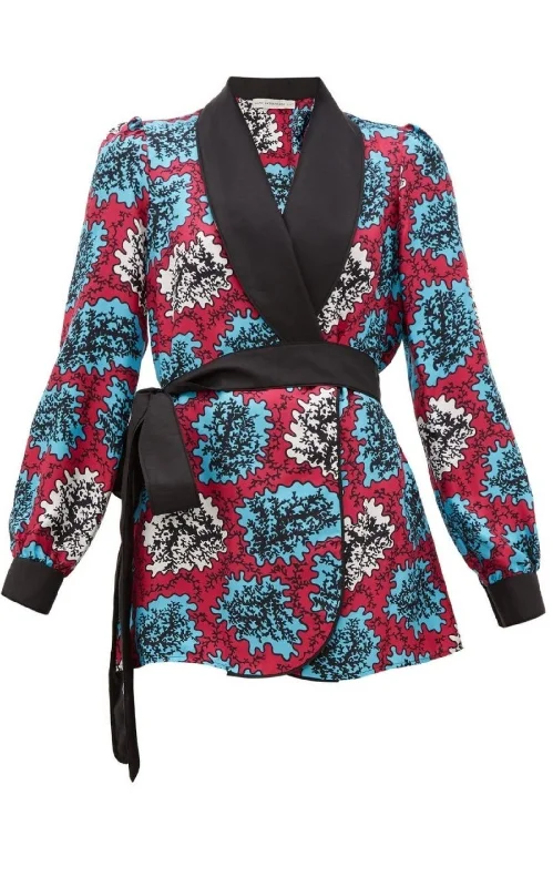 Darcy Coral Print Silk Jacket