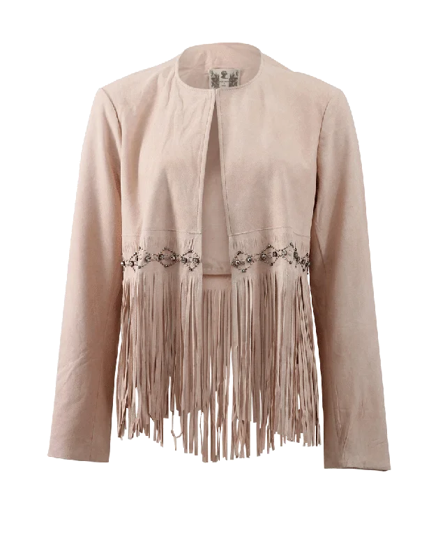 Fringe And Jeweled Leather Jacket