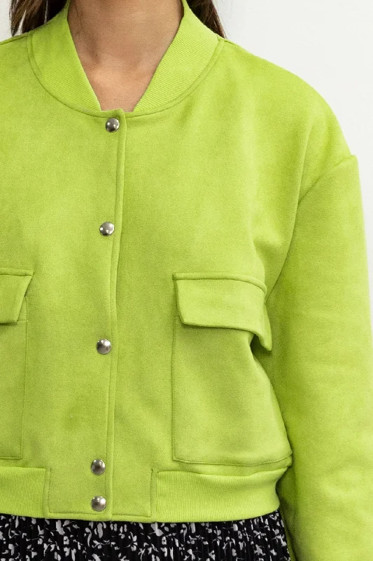 Green Suede Bomber Jacket