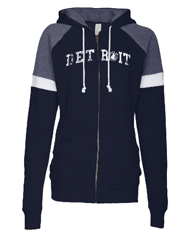 Ladies Navy/White Full  Zip Hoodie