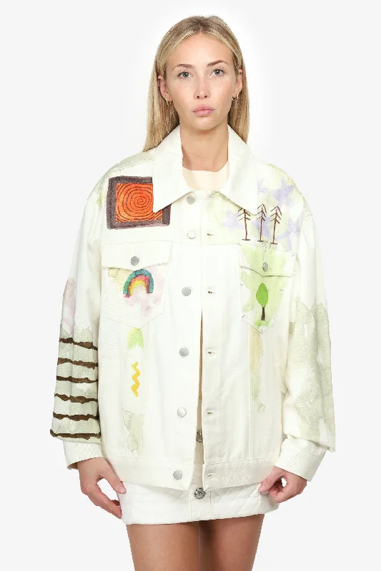 MCQ by Alexander McQueen White 'Grow Up' Graphic Denim Jacket Size S Mens