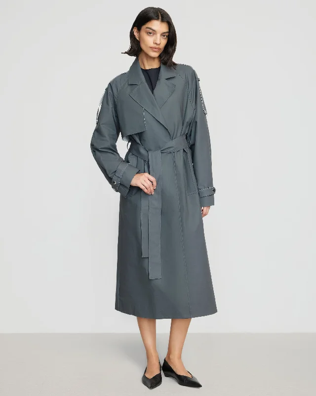 Rhea Contrast Trim Trench Coat