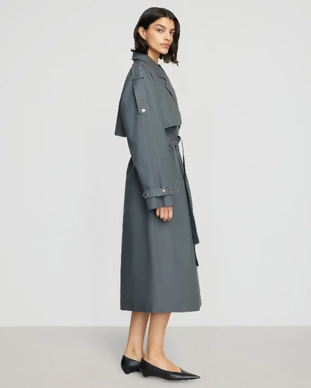 Rhea Contrast Trim Trench Coat