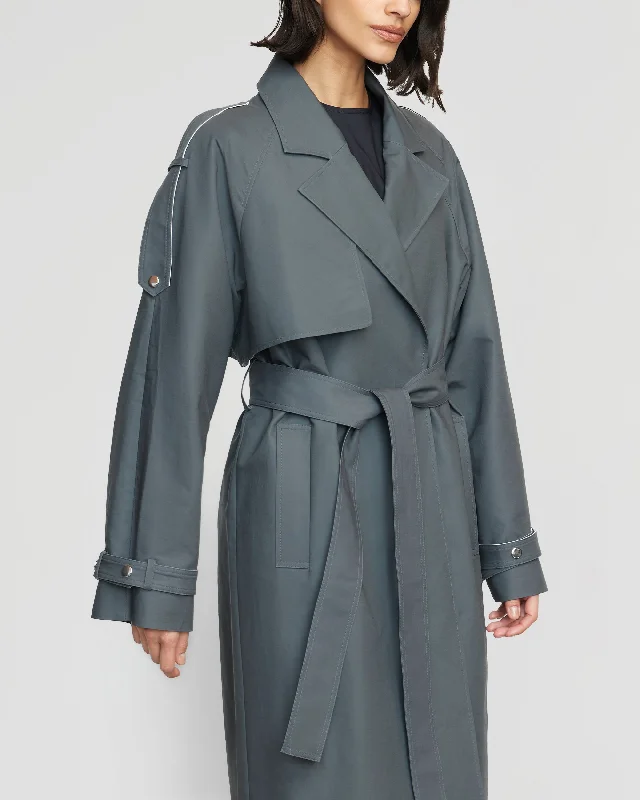 Rhea Contrast Trim Trench Coat