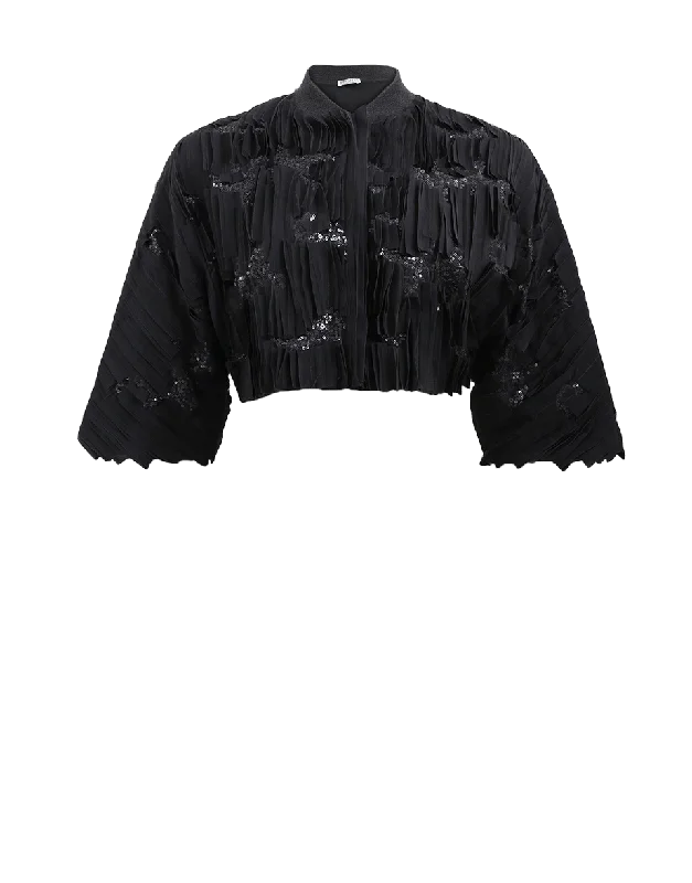 Silk Cropped Bomber Jacket