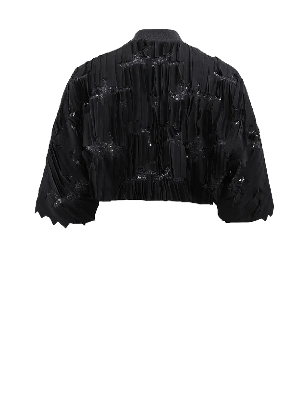 Silk Cropped Bomber Jacket