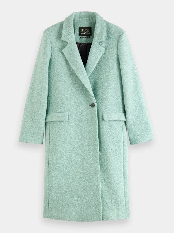 Single-breasted boucle coat