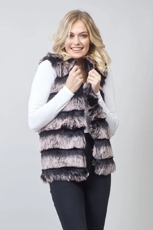 Striped Faux Fur Gilet