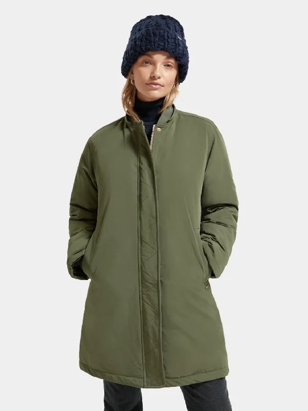 Water repellent mid-length parka